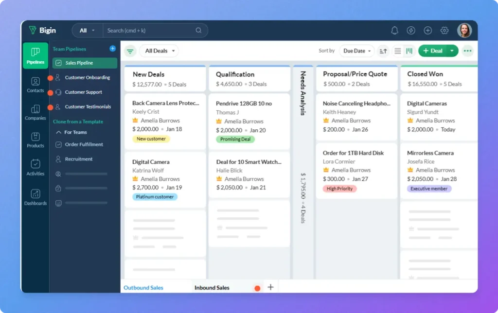 Pipeline Management by Bigin CRM